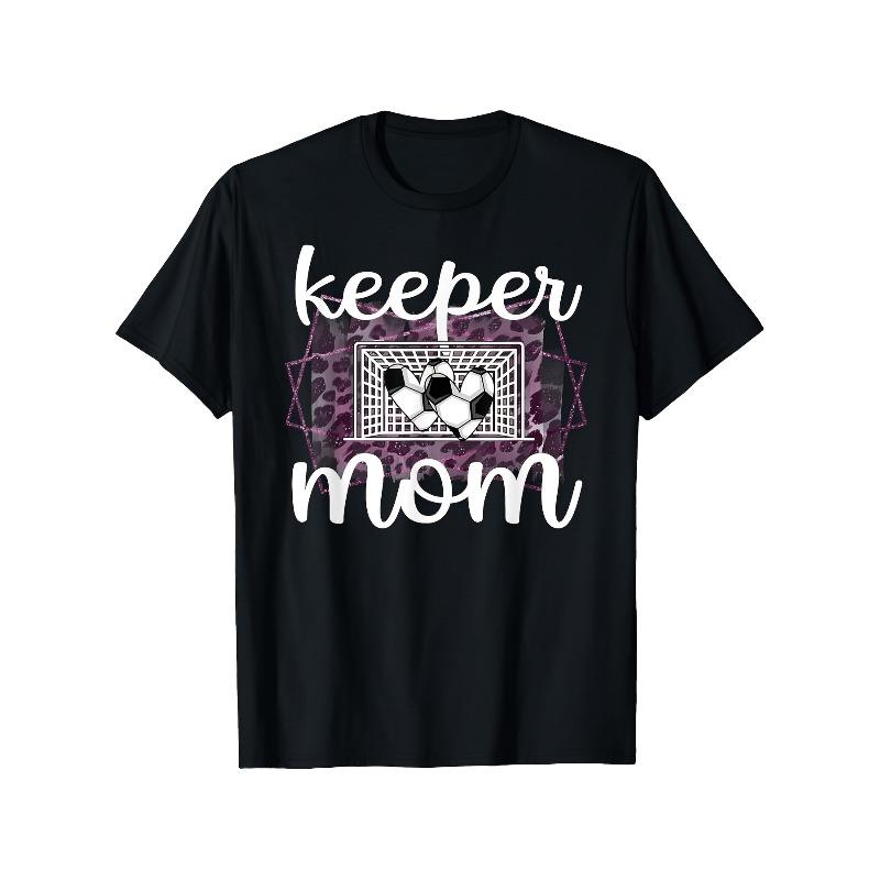 European Sizes Men's Goal Keeper Mom Soccer T-Shirt - Short Sleeve Shirt with Goalkeeper & Goal Print, Suitable for Casual Wear