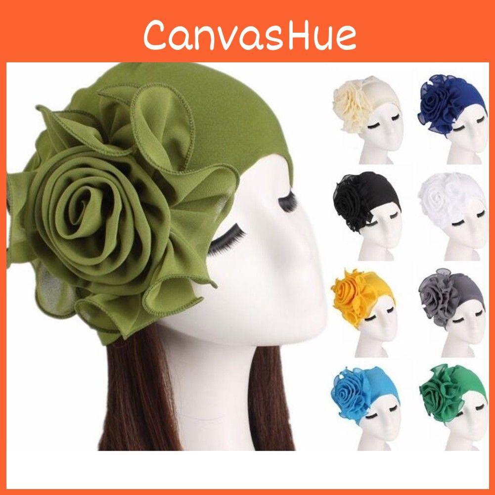 Womens Hair Loss Head Scarf Turban Cap Big Flower Muslim Cancer Chemo Hat Cover