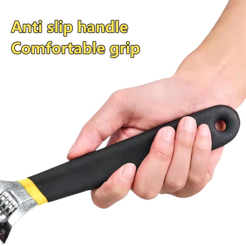 6/8/10/12 tommer Universell Sklisikker Gummihåndtak Justerbar Skiftenøkkel For Bilreparasjon, Rørleggerarbeid og Industrielt Vedlikehold