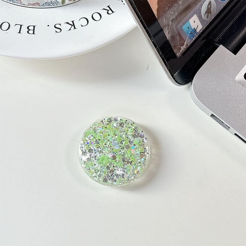 Rhinestone Magnetic Phone Holder with Sequins - Colorful Airbag Ring for Desktop Viewing