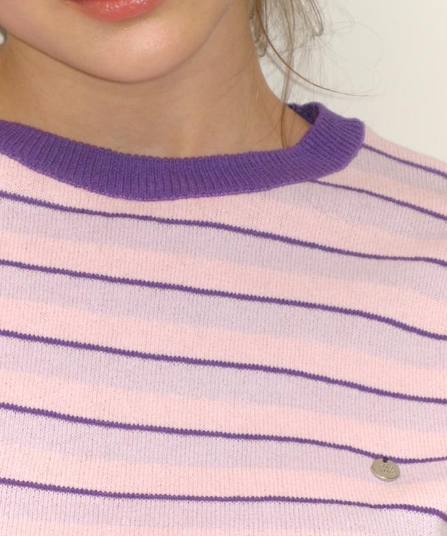RONRON Stripe Puff Knit Pink Purple