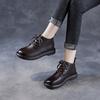 Autumn and Winter New Leather Single Boots Women's Casual 100 Retro Short Boots Soft Bottom Flat Bottom Boots Lace Up First Layer Cowhide