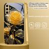 Elegant Golden Rose For Samsung A 31 32 A33 A34 35 14 A15 13 A16 25 26 50 52 53 54 55 56 70 71 72 73 Golden Glass Phone Case