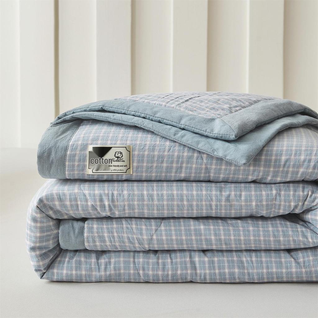Muji-style Pure Cotton Summer Quilt – All-Cotton, Machine Washable Air Conditioning Quilt for Dorms