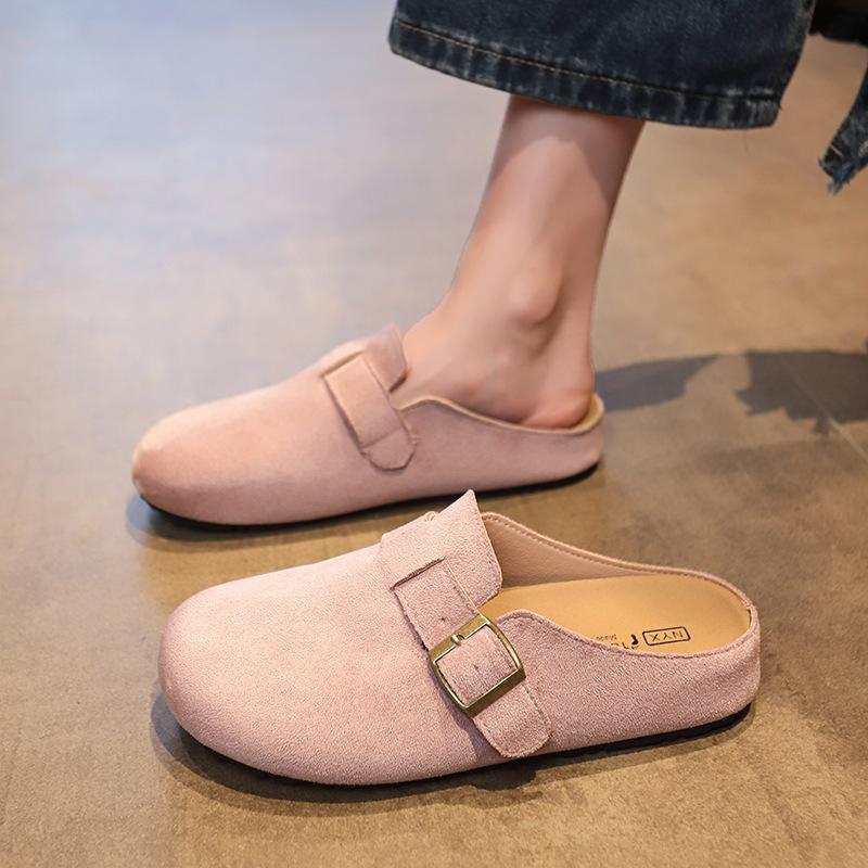 Wear Boken inner pedal retro outer drag women's summer half-care shoes to increase the height of Birken shoes bag head semi-new lazy sandals