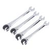 4Pcs Ratcheting Wrench Set 1017mm Metric Open Flex Head Open End Adjustable for Fuel Brake Air