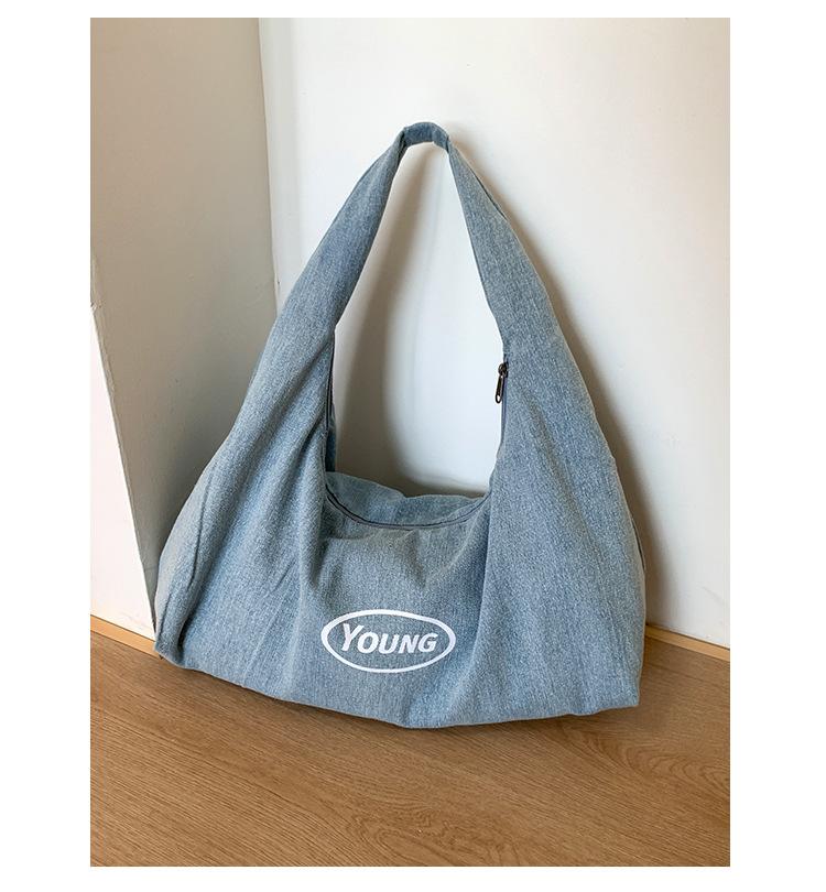 Large capacity shoulder bag women s 2025 summer new niche design underarm bag fashionable versatile denim dumpling bag