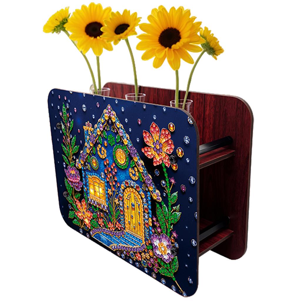 DIY Diamond Painting Wooden Tube Vase Two-Sided Pattern 5D DIY Vase Diamond Painting Kit for Adults Gift Idea Home Office Decor