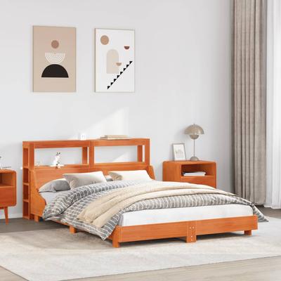 Vidaxl Bed Frame Without Mattress, Waxed Brown, 150X200 Cm, Solid Pine