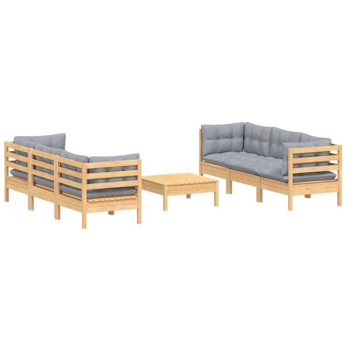 VidaXL Bois de Pin Salon de Jardin 7 pcs avec Coussins Mobilier de Patio Meubles d'Extérieur Mobilier de Jardin Meubles de 3096117
