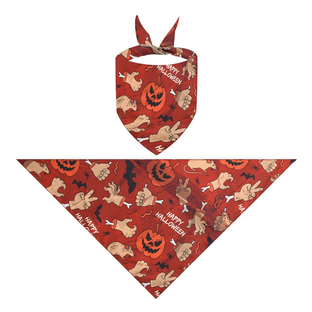 Halloween Pet Bandana Triangle Bib For Cats And Dogs Adjustable Collar Scarf Printed Neck Accessories Puppy Kitten Costume Decor