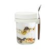 Mason Jar Overnight Oats Container with Lid and Spoon Reusable Glass Cup for Home Use