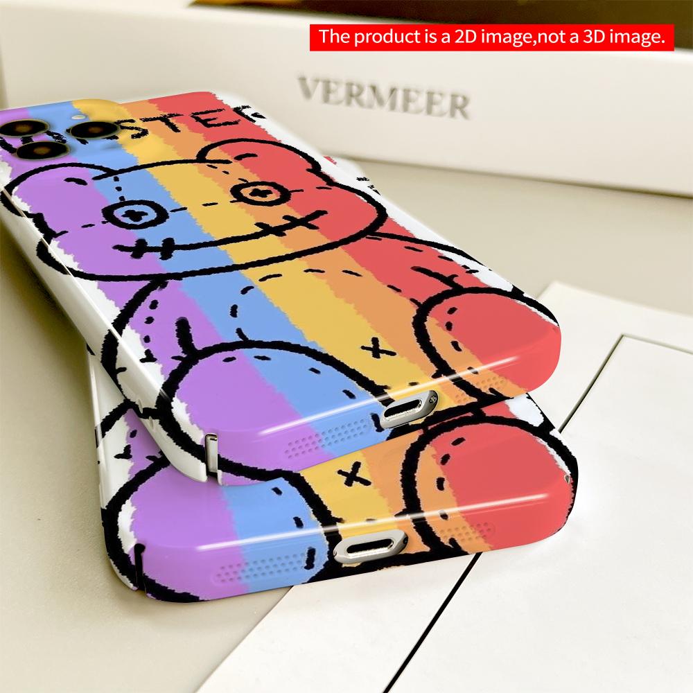 Rainbow Monster Bear Phone Case All inclusive film hard phone case, compatible with iPhone 18 Pro Max 17 16 15 14 13 12 11