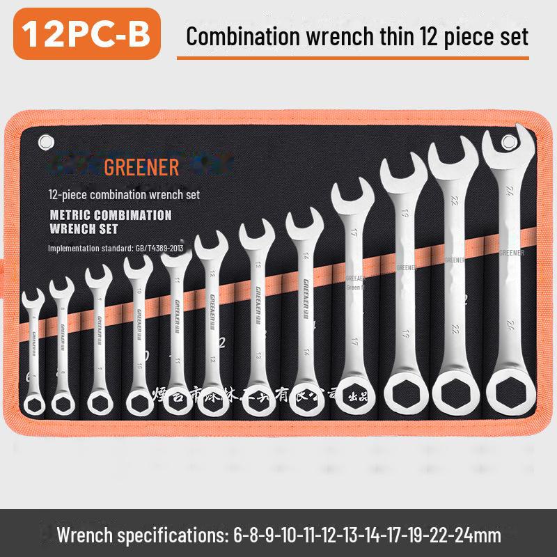 Green Forest Thin Open End Wrench Set: Complete Hardware Tool Set