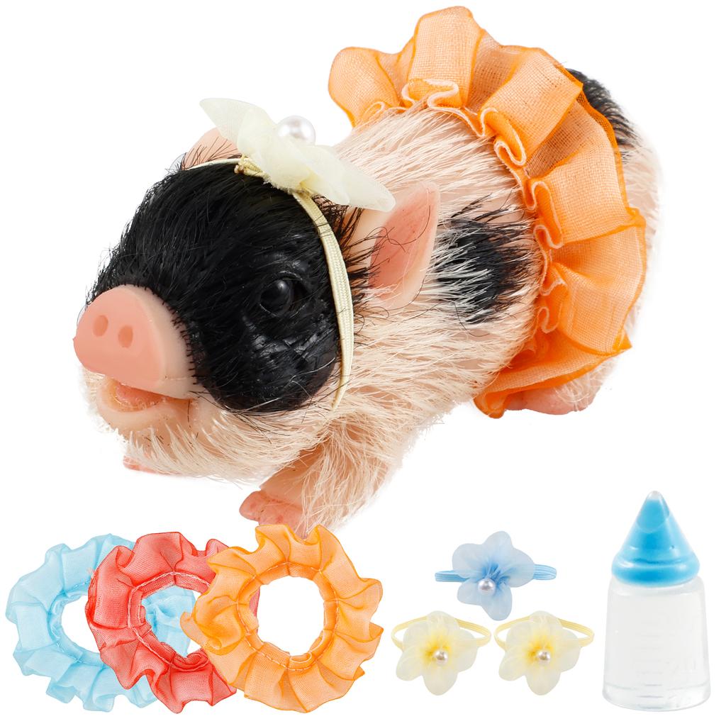 Mini Pig Doll Toys Soft Silicone Piggy Ornaments Lifelike Newborn Pig Doll Toys with Clothes Accessories Kids Christmas Gifts