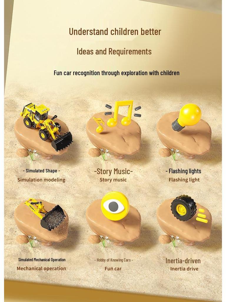 Extra Large Alloy Engineering Toy: Roller, Excavator, Bulldozer, Loader for Boys Aged 2-3 Years