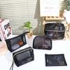 Black Mesh Wash Bag Handbag Travel Makeup Bag Cosmetic Organizer Toiletry Bag Cosmetic Storage Bag