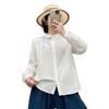Spring 2026 Women's Embroidered Double Gauze Long Sleeve Casual Shirt with Lapel