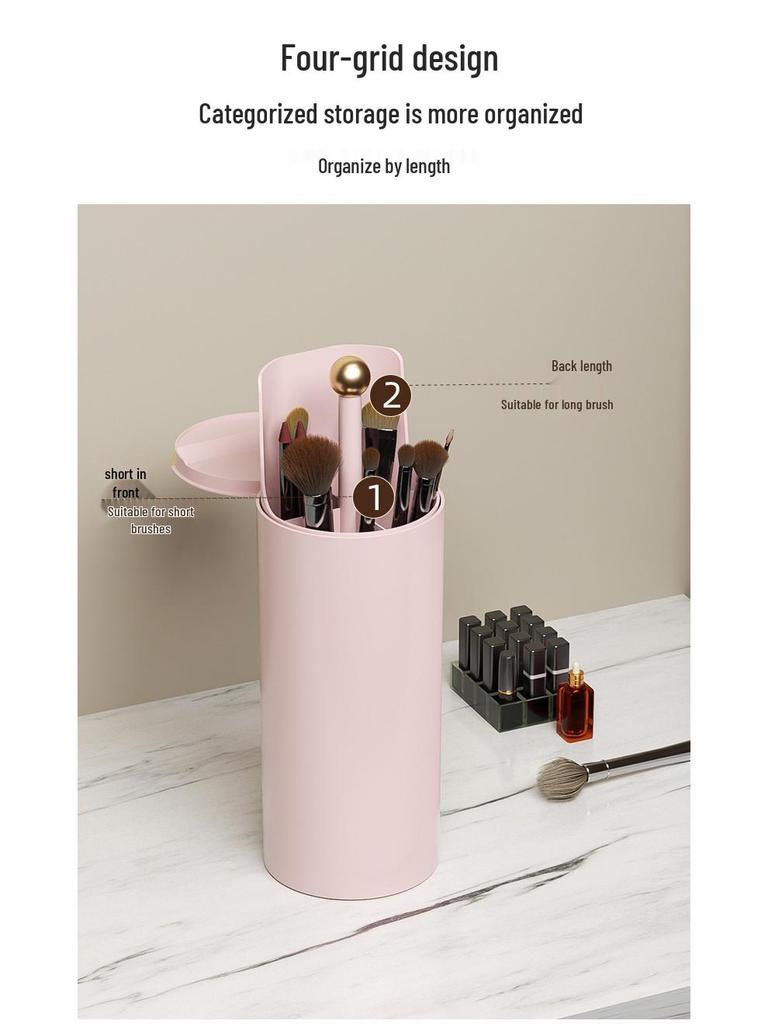 Automatic Lifting Dustproof Makeup Brush and Pencil Holder with Lid