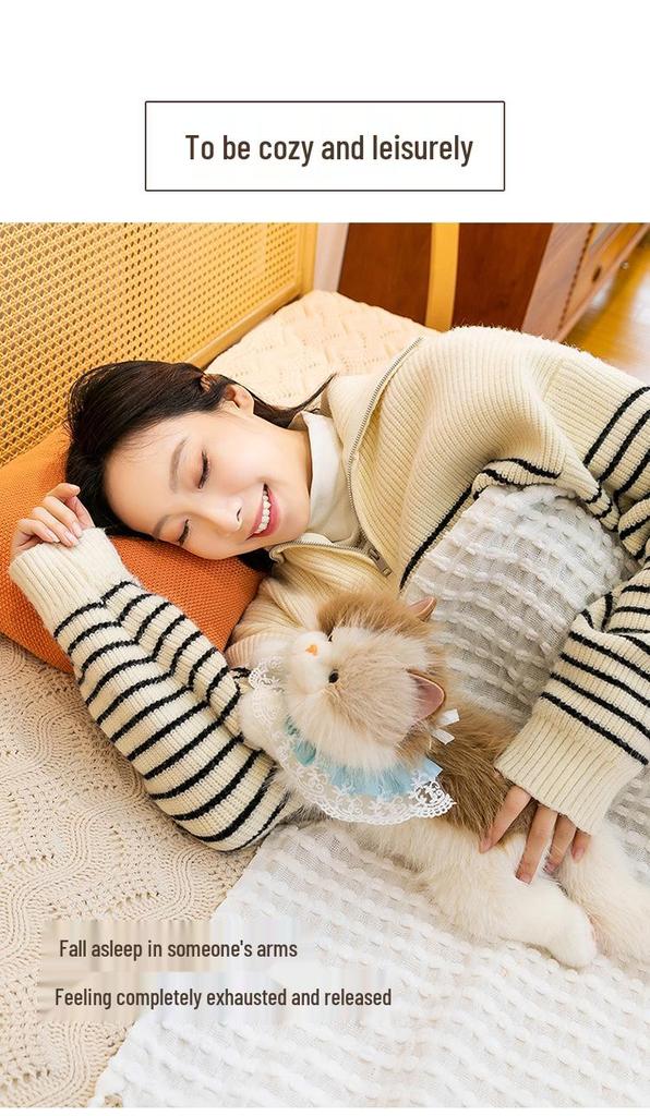 Meowing Plush Cat Doll - Cute Kitten Figurine Toy for Girls