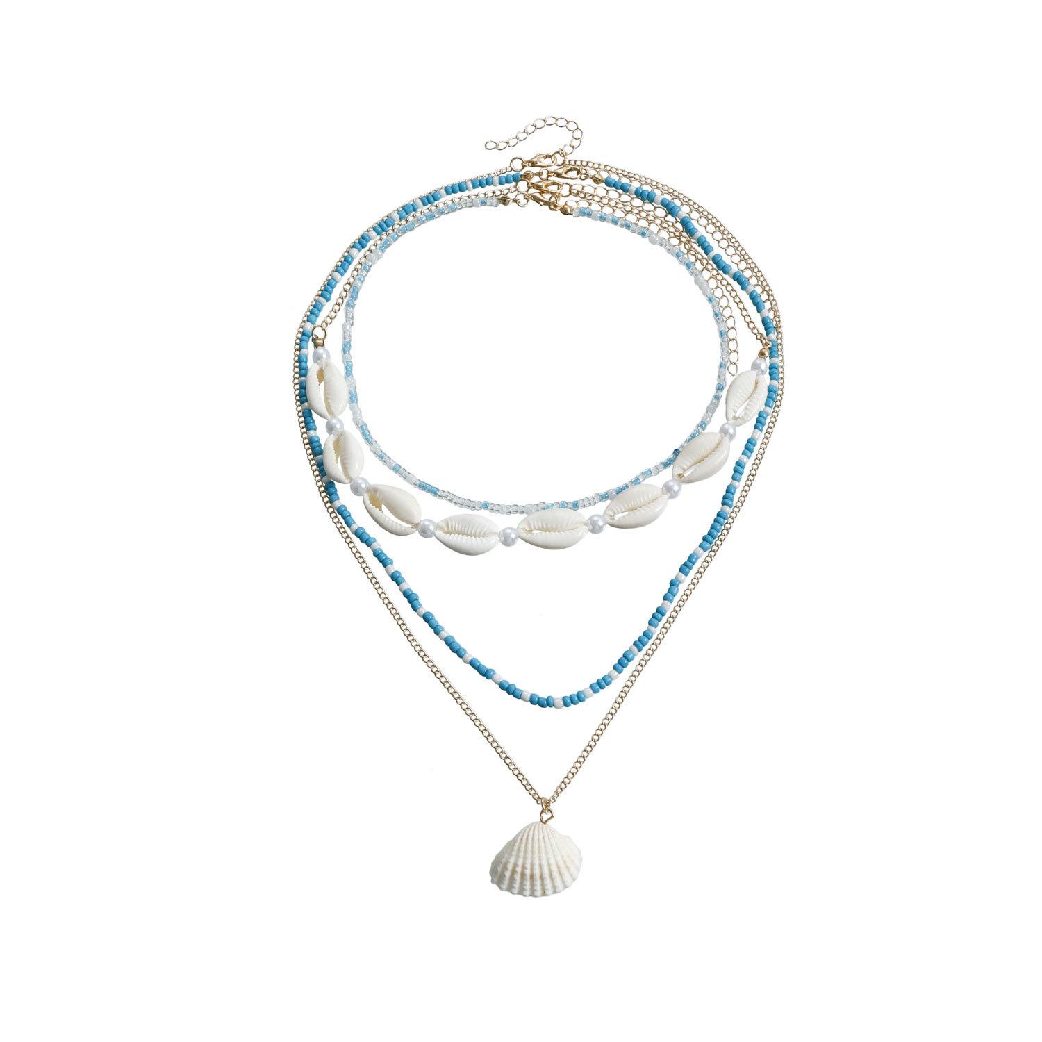 

Ключичний ланцюжок багатошарові аксесуари жіночі, богемне намисто з підвіскою з черепашки з рисових намистин