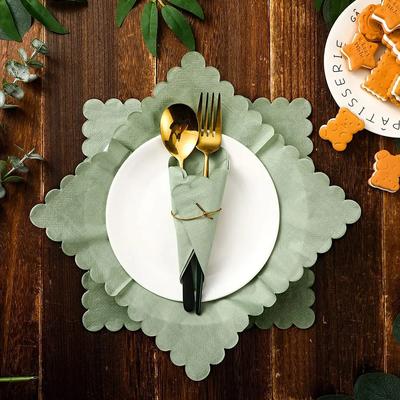 50PCS Guardanapos de Cocktail Sálvia Festonados Guardanapos de Papel Descartáveis Guardanapo de Festa Toalhas para Bebidas para Casamento Aniversário Natal Suprimento