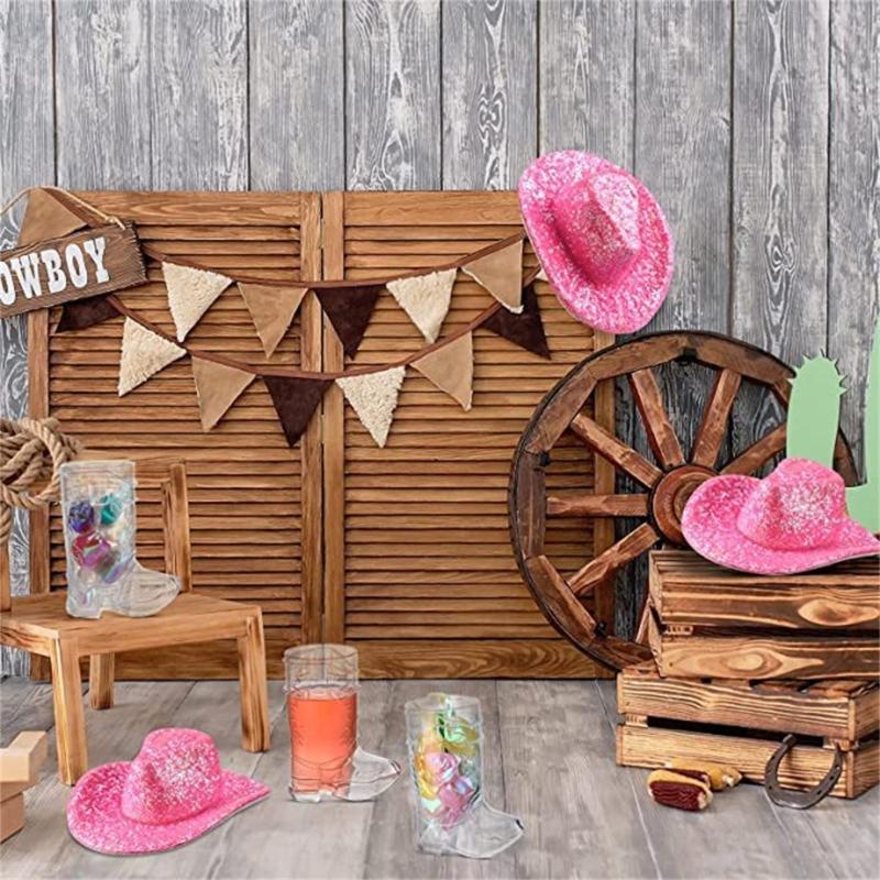 Glittering Miniature Cowboy Hat Bottle Toppers Perfect For Western Themed Parties and Celebration Embellishment