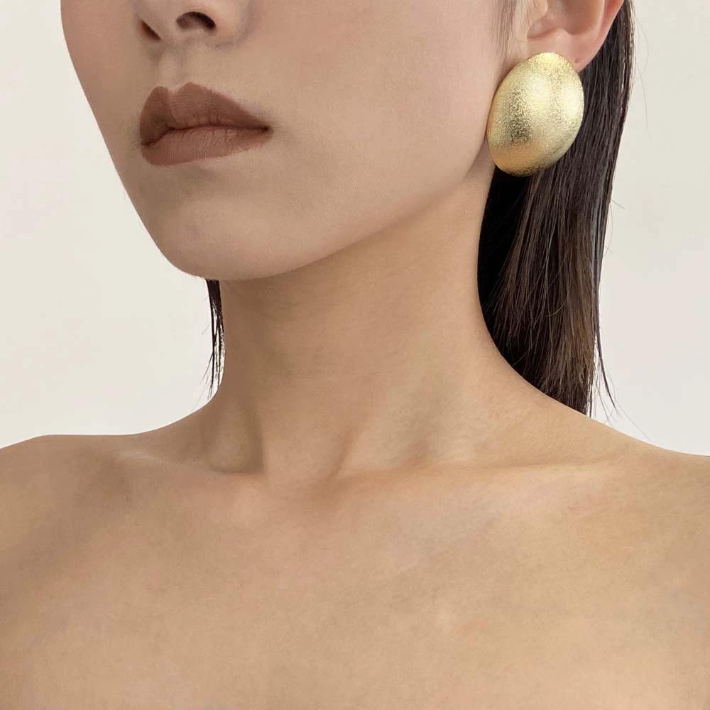 New Metal Round Earrings With Fashionable Personality Gold Frosted Earrings Women's Trendy Jewelry Accessories