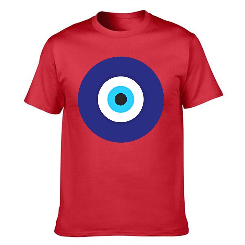 Unisexs Cotton Short Sleeve Tshirt With Classic Evil Eye Graphic Casual Crew Neck Tee Breathable Soft Fabric Fashionable Lucky
