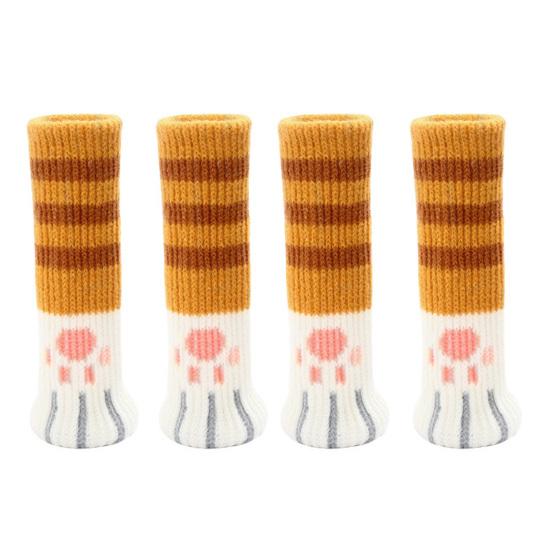 

4Pcs Chair Leg Covers Cartoon Paw Pattern Elastic Knitting Chair Floor Protector Wood Tile Marble Floors No-scratch Non-Slip Chair Foot Covers 4pcs жёлтый