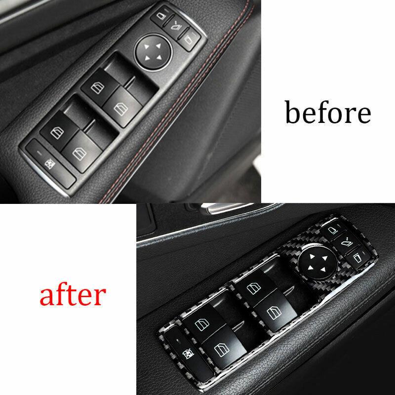 Window Switch Button Garnish Trim For Benz GLA CLA 2013- Real Carbon Fiber