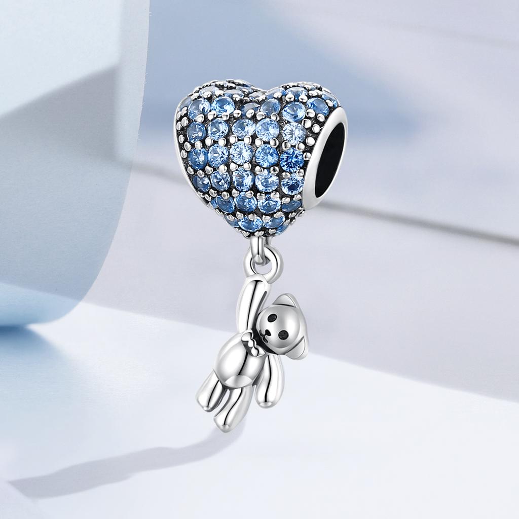 WOSTU Real 925 Silver Blue Series Moon Plane Space Beads Astronaut Charm Owl Pendant Fit Original Bracelet DIY Necklace