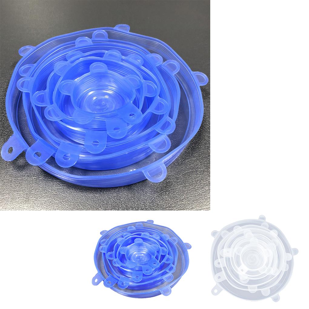 6pcs/set Kitchen Silicone Stretch Lids Reusable Airtight Food Storage Covers Various Sizes Seal Bowl Stretchy Cover
