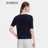 Ports Women's Contrast Edge Textured Short-Sleeve Knit Top