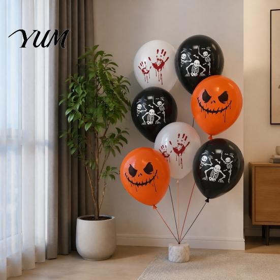 Ghost And Pumpkin Balloons 12PCS Halloween Decoration Balloons, with Skeleton Bat Patterns, Indoor Outdoor Party Ornaments Latex Spooky for