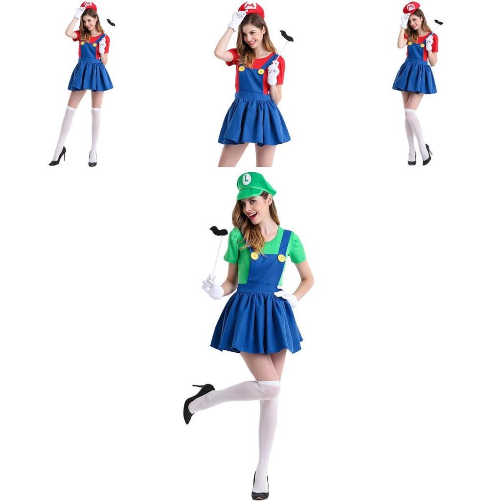 Women's Super Mario Bros Luigi Costume With Breathable Spandex And Exquisite Workmanship