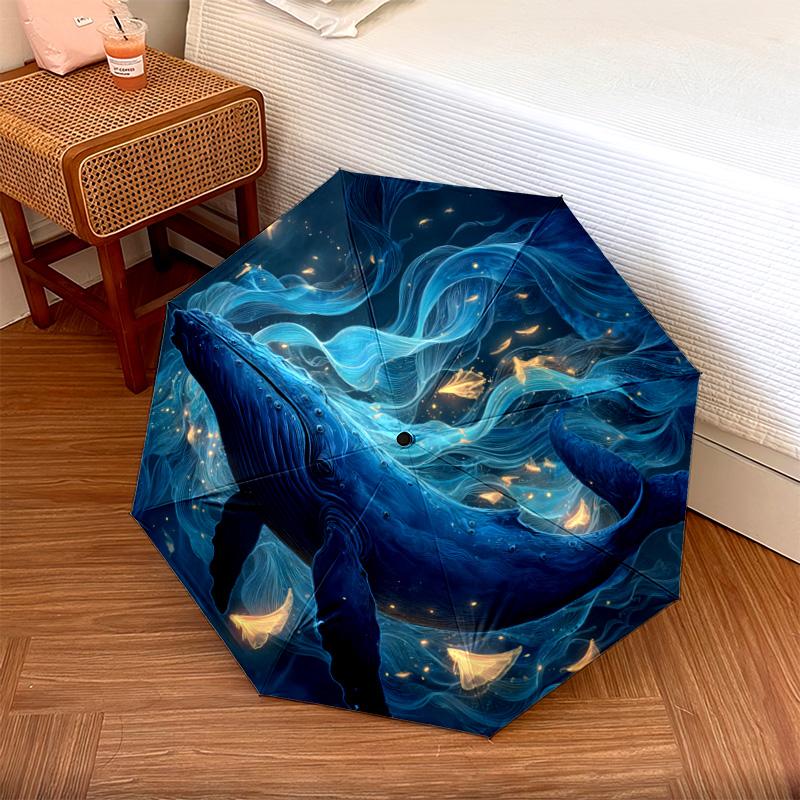 

1 PC Automatic Folding Umbrella - Whale Dreamscape Pattern, Portable & Foldable Design with 8 Ribs, Christmas Birthday Gifts