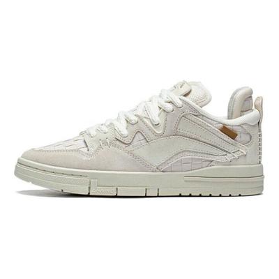 Li Ning Wei Wu Pro Fabric Cow Split Leather Suede Non-Slip Low-Top Skate Shoes Women Sneaker White AECT032-1