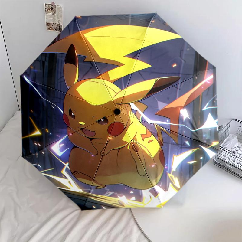 

Pikachu Cartoon pattern, automatic folding umbrella, portable and foldable design, 8 ribs, a Christmas or birthday gift.