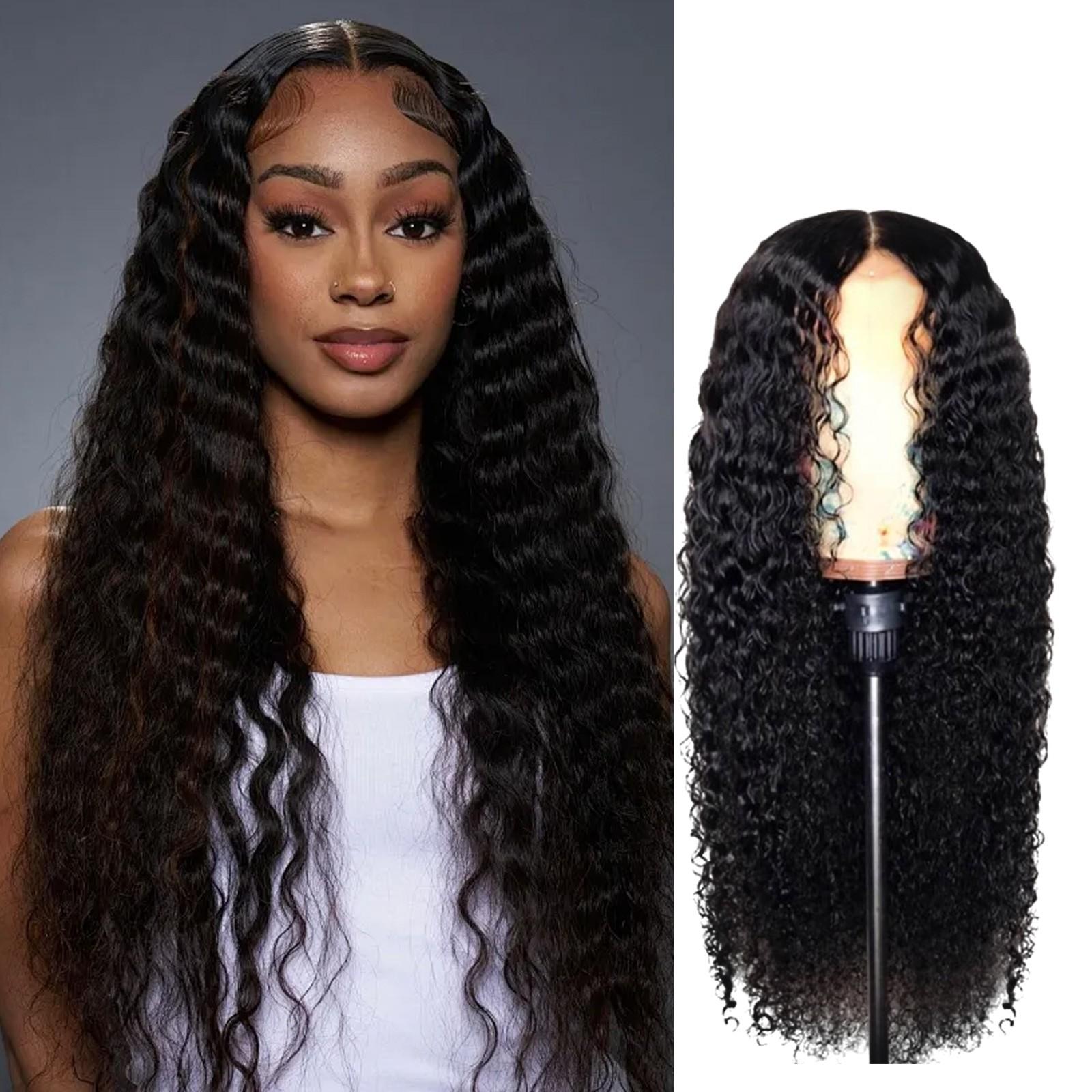 

Deep Wave Synthetic Wig for Black Women Wear Deep Curly Soft Wig Natural Black Color Replacement Wigs for Daily Party Use 25CM чорний