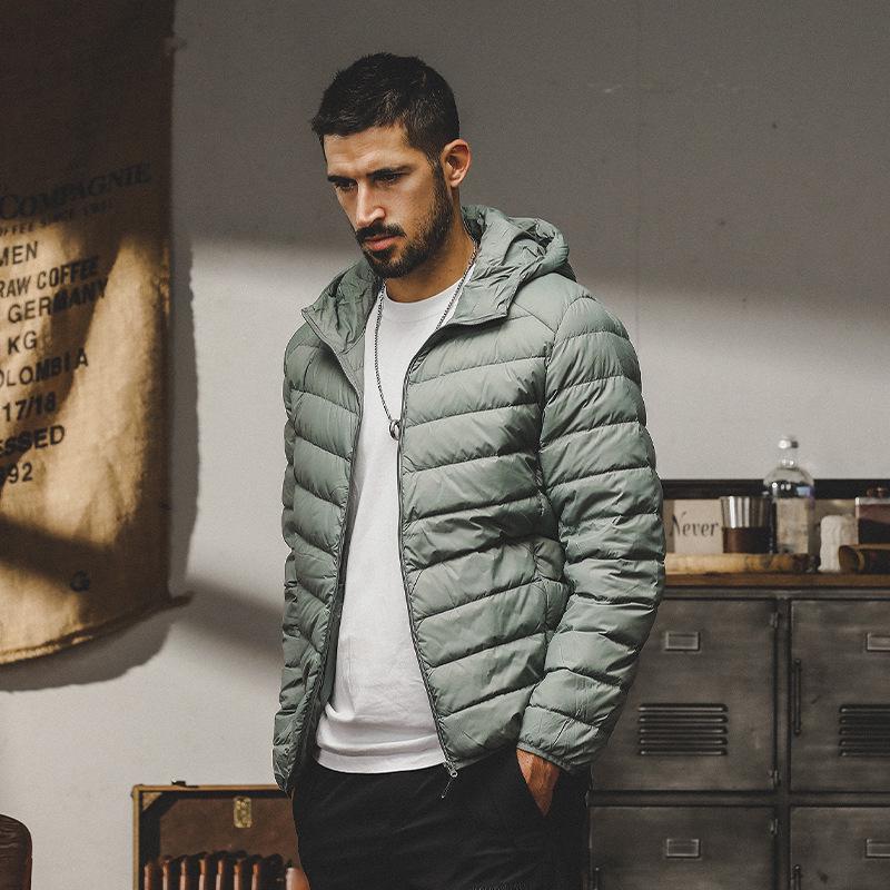 Men's Lightweight Down Jacket - Portable, Anti-static, Winter Hooded for Hiking, Travel, and Mountaineering