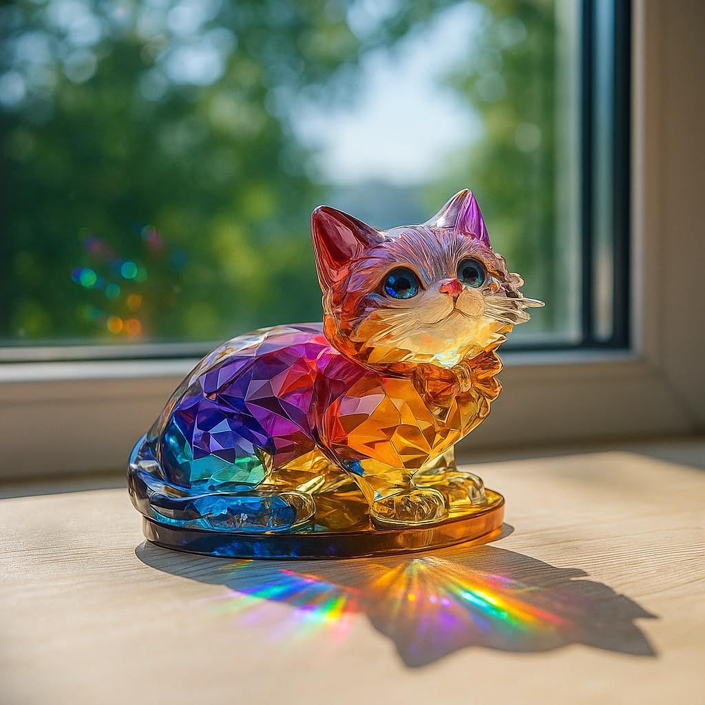 Cat Acrylic Cat Interior Relaxing Soothing Cat Feng Shui Type A Lovep.c Stand, Decor, Suncatcher, Object, Merchandise, Prism, Spiritual, Ornament,