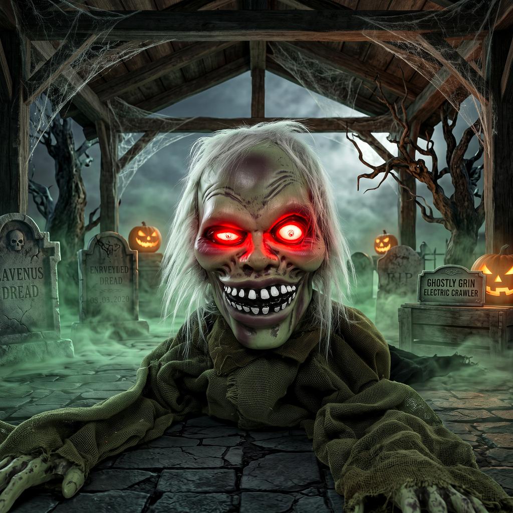 Halloween Decoration Halloween Animatronic Crawling Zombie With Light Up Eyes And Creepy Sound