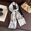 Spring and Summer Flower Double-layer Scarf, Streamer Strap, Bag Decoration, Suit Scarf, Small Long Headband, Silk Scarf, Women's Printing Is Narrow a