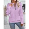 Ladies, Casual, Collar Zipper, Long Sleeved Hoodie, Women's Clothing, T-shirt