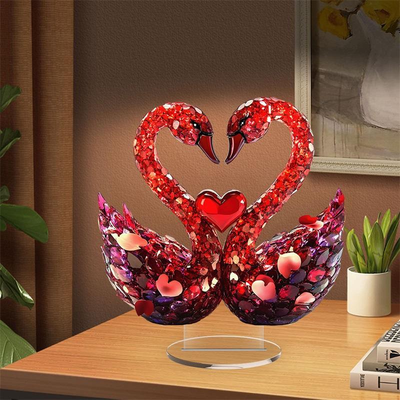 Elegant Acrylic Sign 3D Love Birds Figurine Romantic Statue Contemporary Art Decor for Living Room Shelf Display