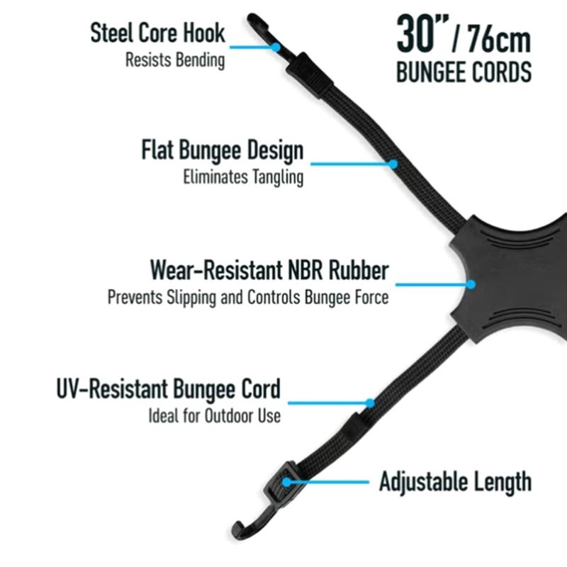 Elastic Tie Down Strap Featuring Rubber Grip and High Strength ABS for Secure Motorcycle Luggage Fastening on Rough Road