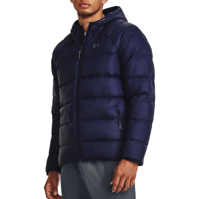 Under Armour Solid Color Hooded Long Sleeve Zip Jacket Men Jackets Blue 1372651-410