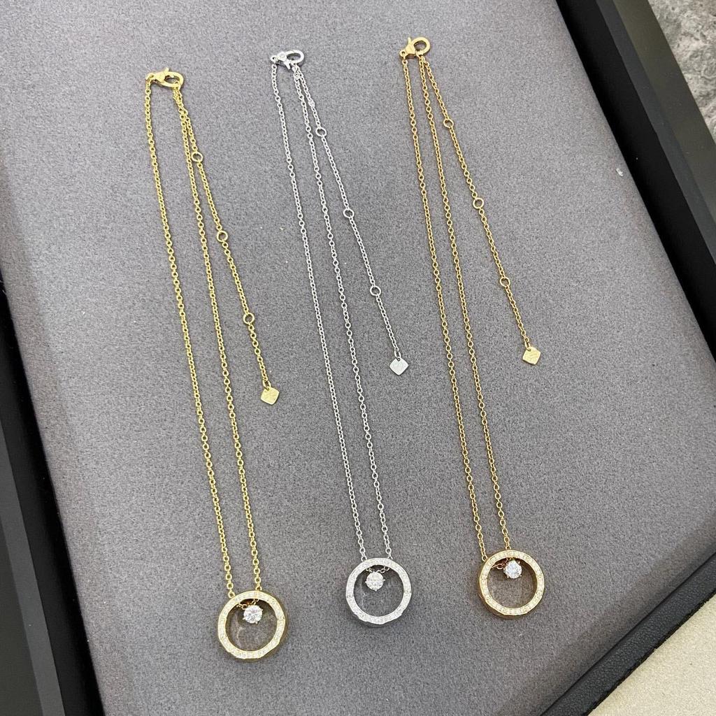 25 New Luxury Layered Lively Moon Necklace with Rhombus COCO Pendant and Round Disc