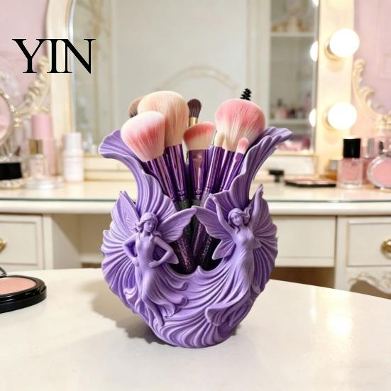 Artistic Desktop Storage Container 3D Printed Pen Holder, Fairies Organizer for Pens, Pencils, Makeup Brushes, Creative Desk Accessory Women